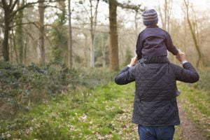 Grandfather Carrying Grandson On Shoulders During Walk